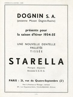 Dognin 1934 "Starella" Embroidery lace, 21 rue du 4 Septembre