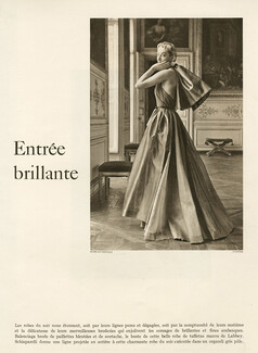Schiaparelli 1949 Evening Gown, Organdi gris perle