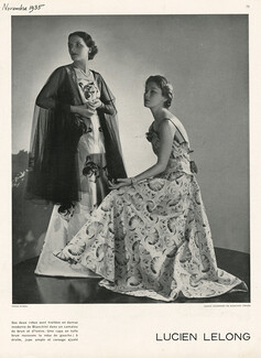 Lucien Lelong 1935 Damas, Bianchini Férier, Evening Gown