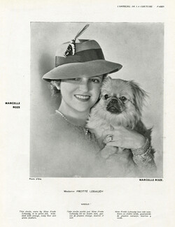 Marcelle Roze (Millinery) 1935 Mrs Frotté Lebaudy, Pekingese Dog, Photo Madame D'Ora