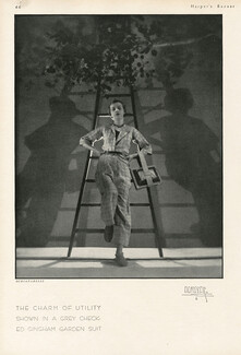 Schiaparelli 1930 Gingham Garden Suit, Photo Demeyer