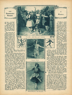 Les Danseuses Russes à Paris, 1920 - Ballets Russes "Petrouchka" Leonide Massine, Tamara Karsavina, Texte par Louise Faure-Favier