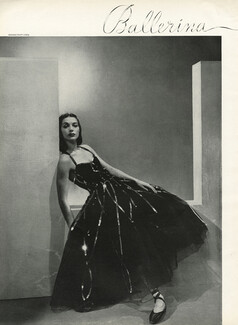 Daphne Vane 1937 "Ballerina" American Ballet Dancer, Muriel King Designs Black tulle, Silver, Paillettes