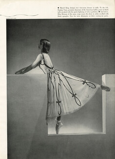 Elise Reiman 1937 "Ballerina" Muriel King Designs Tulle White scrolled with black spangles