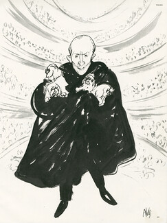 Alejo Vidal-Quadras 1959 "Caricatures" Marquis de Cuevas, André de Vilmorin, Paul-Louis Weiller, Raymundo de Larrain, Prince Aly Khan, 3 pages