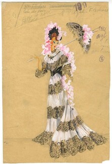 Freddy Wittop 1933, original costume design for Madame Fléchois (Colette Jove), gouache