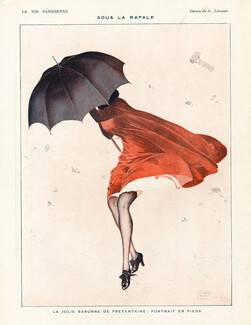 Georges Léonnec 1916 Sous la Rafale, under the rain, Umbrella