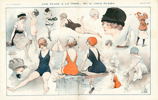 Louis Vallet 1919 ''Une plage à la mode'' bathing beauty