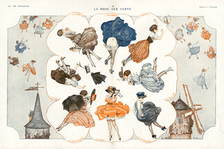Chéri Hérouard 1916 "La Rose des Vents" Le Mistral, La Tramontade, La Bourrasque, Le Zéphyr, La Brise, Windmill