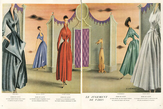 Giulio Coltellacci 1948 Nina Ricci, Jeanne Lanvin, Lelong, Schiaparelli, Maggy Rouff, Sighthound, Evening Gown