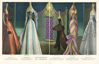 Giulio Coltellacci 1948 Schiaparelli, Nina Ricci, Pierre Balmain, Robert Piguet, Raphaël, Evening Gown