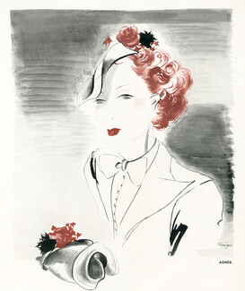 Madame Agnès (Millinery) 1937 Panama with flowers, Léon Bénigni