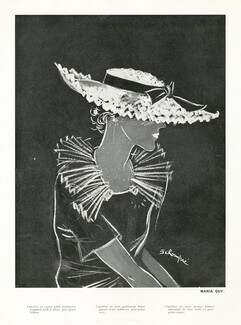 Maria Guy 1934 Capeline en paille blanche, Schompré