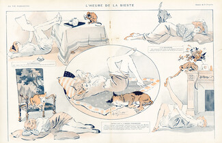René Préjelan 1913 "L'heure de la sieste" A l'américaine, boudeuse, paresseuse