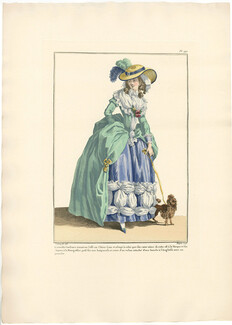 Galerie des Modes et Costumes Français 1912 Claude-Louis Desrais, Emile Lévy Editor "Robe Turque", Poodle