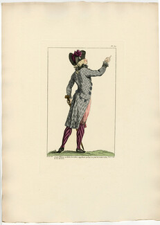 Galerie des Modes et Costumes Français 1912 Claude-Louis Desrais, Emile Lévy Editor "Habit de Zèbre", Men's Clothing