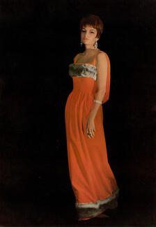 Nina Ricci 1960 Evening Gown, Velours de soie, Chinchilla Fur, Photo Georges Saad