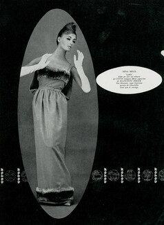Nina Ricci 1960 Evening Gown, Velours de coton, Bianchini Férier, Chinchilla Fur