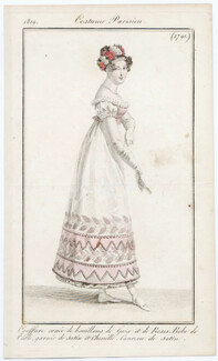 Le Journal des Dames et des Modes 1819 Costume Parisien N°1791
