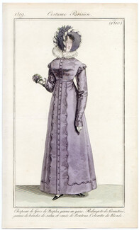 Le Journal des Dames et des Modes 1819 Costume Parisien N°1810