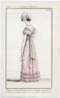Le Journal des Dames et des Modes 1819 Costume Parisien N°1850