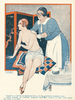 Fernand Couderc 1929s, Topless Girl, masseuse