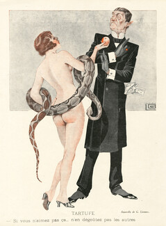 Georges Léonnec 1929s "Tartufe", Nude, Snake