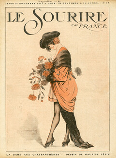 Maurice Pepin 1917 "La Dame aux Chrysanthèmes" Chrysathemum Woman