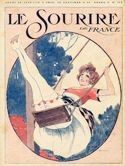 Louis Peltier 1919 Escarpolette, Swing, attractive girl