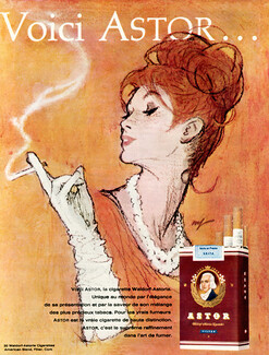 Astor (Waldorf-Astoria) 1963 American Cigarettes, Woman Smoking, Hof