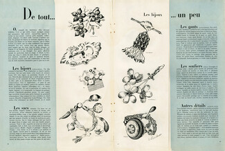 Fashion Goods (5 pages) 1938 "Jewels, Gloves, Handbags, Shoes" Boinet, Schiaparelli, Hermès, Alexandrine, Bally, Ascott..., 5 pages