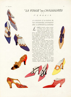 Perugia 1924 Evening Shoes, Lamés, brochés, velours peints, brodés or et argent
