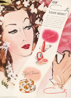 Coty (Cosmetics) 1943 Lipstick, Face Powder, Eric