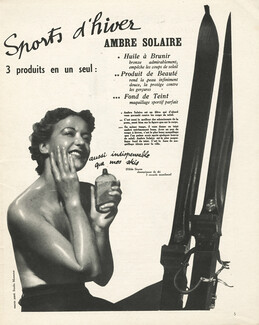 Ambre Solaire (Cosmetics) 1938 Hilda Sturm, Skiing, Photo Joffé