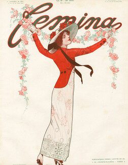 René Lelong 1911 Original Cover Femina, Elegant Parisienne