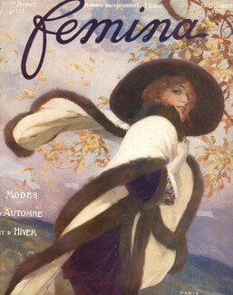 René Lelong 1911 Original Cover Fémina, Fur