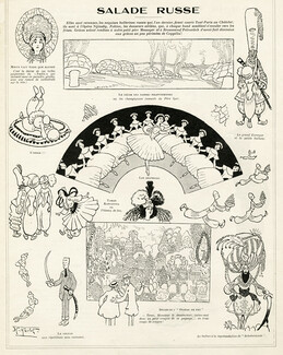 Henri Avelot 1910 Salade Russe, Tamara Karsavina, l'Oiseau de Feu, Danses Polovtsiennes, Les Sylphides, Scheherazade, Russian Ballet