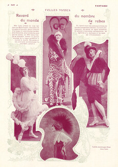 "Folles Modes" 1913 Gaby Desly got made by Mme Paquin 63 dresses designed by Etienne Drian
