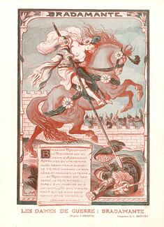 Lucien Métivet 1915 "Les Dames de Guerre" Bradamante, expert fighter, magical lance