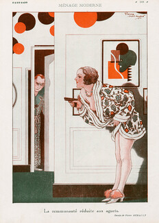 Pierre Hérault 1930 "Ménage moderne", Sexy Girl, Topless
