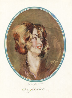 Domergue 1922 "Un Sourire" Portrait, Smile