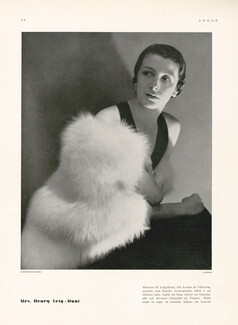 Jeanne Lanvin (Fur Cape, black dress) 1933 Madame H. Leig-Hunt, née Louise de Vilmorin, Photo George Hoyningen-Huene
