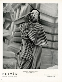 Hermès (Couture) 1949 Manteau en arlequin noir et blanc
