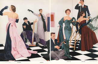 Schiaparelli, Balenciaga, Jacques Fath, Jean Dessès 1951 Evening Gown