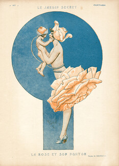 Gerbault 1921 ''La rose et son bouton'' Rose Flower Disguise Costume