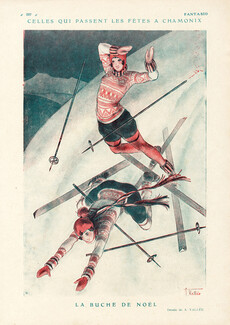Armand Vallée 1927 "La Bûche de Noël" Skiing, Winter Sports