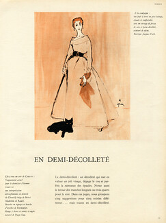 Jacques Fath 1954 Evening Gown, René Gruau, back: Chanel, Christian Dior