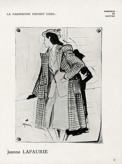 Jeanne Lafaurie 1946 Suit, Coat, René Gruau