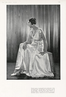 Madeleine Vionnet 1930 White Satin Evening Gown, Jewels by Lebolt & Brand-Chatillon