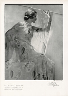 Champcommunal (Couture) 1930 Flowered chiffon, Photo Demeyer